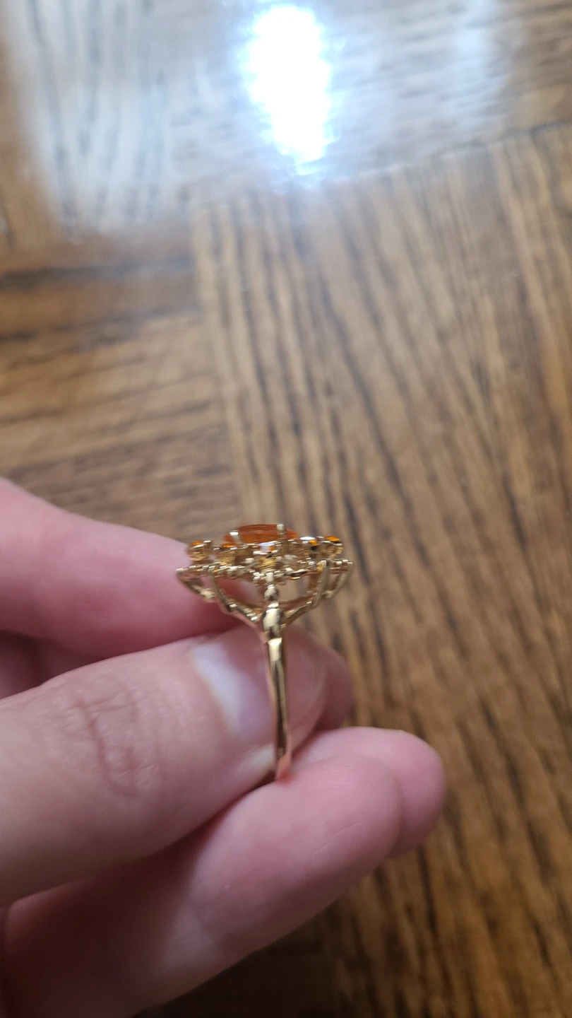 Vintage gold-tone ring with orange stones 🏈 - photo 2