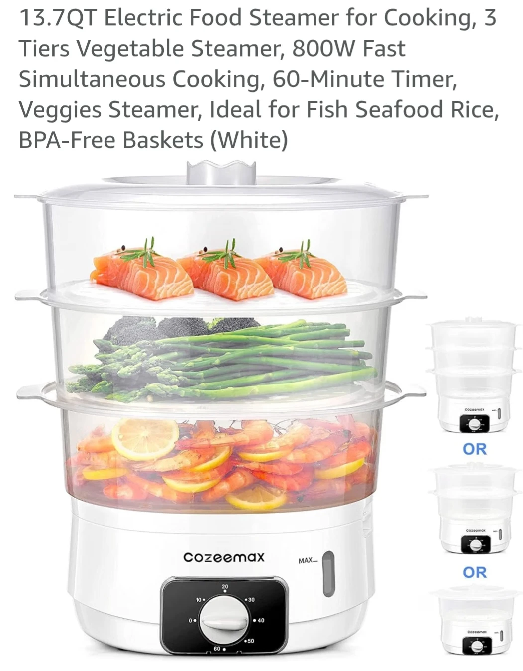 Cozzeemax 3-Tier Food Steamer