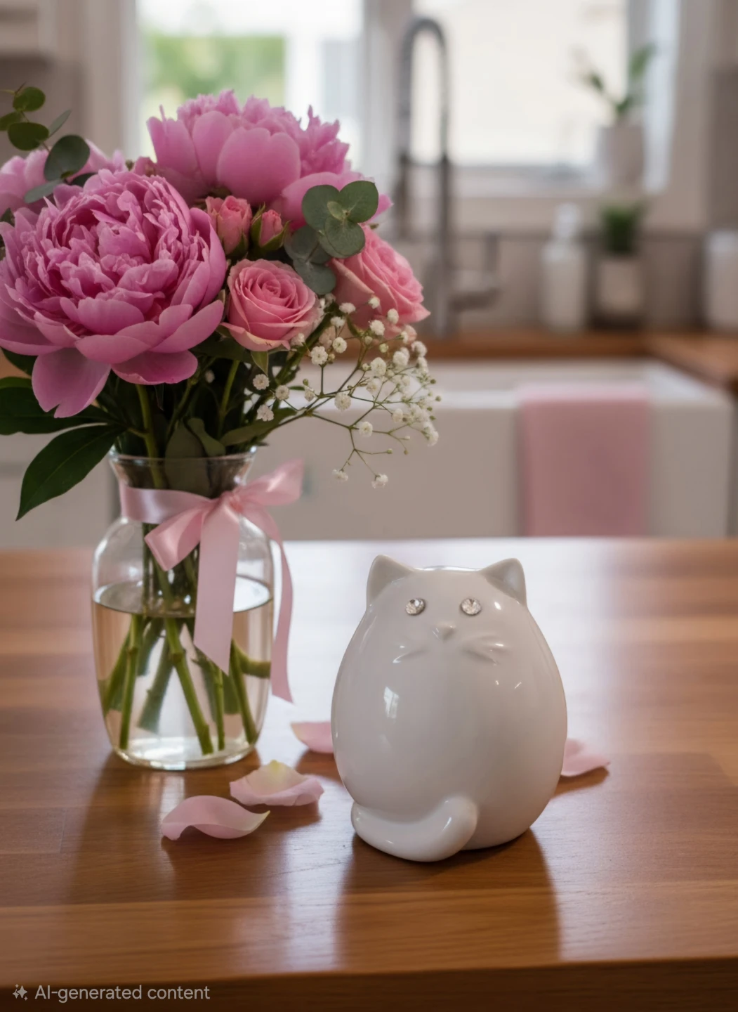 White Ceramic Cat Figurine