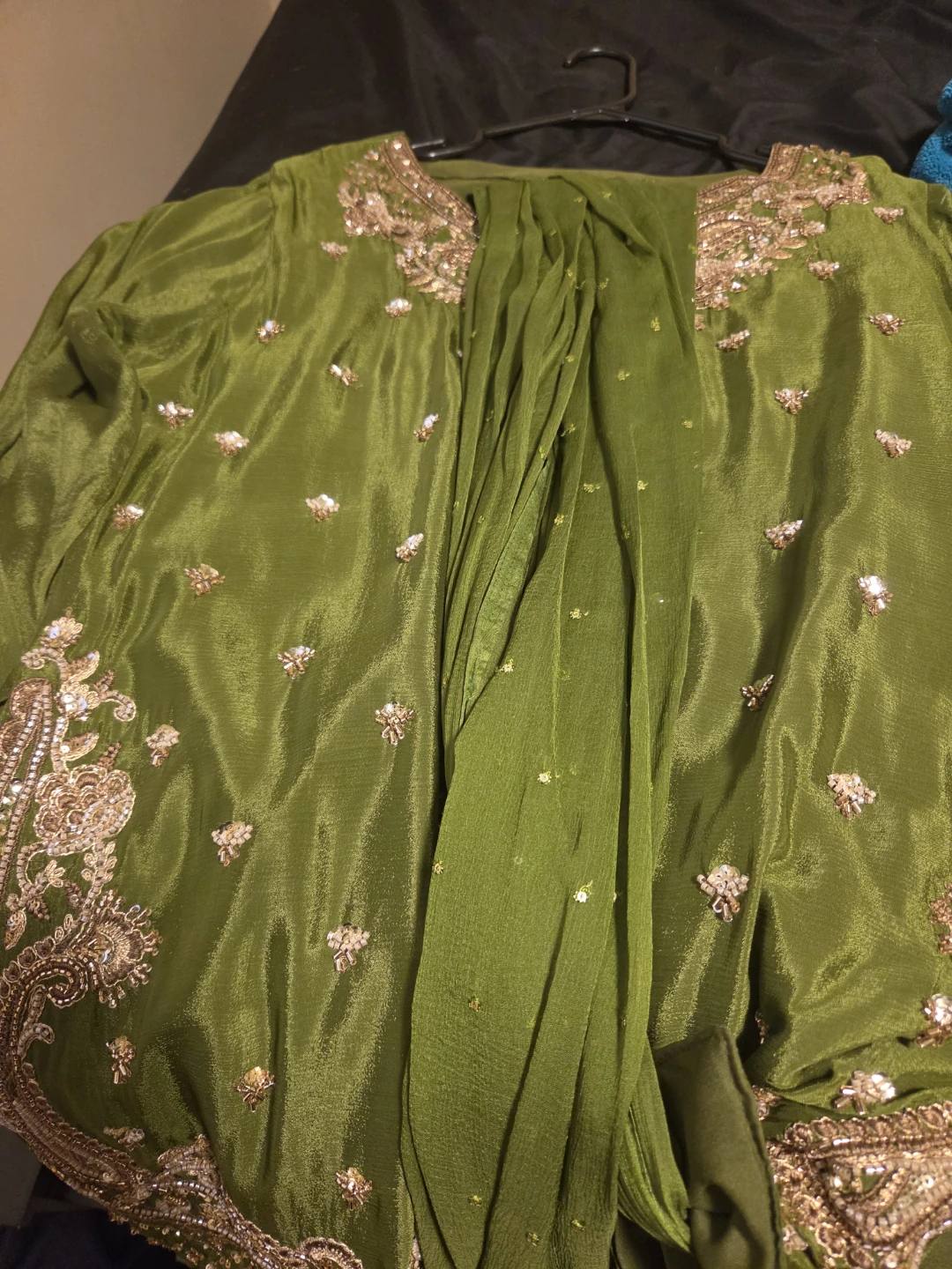 Olive Green Embroidered Traditional Outfit