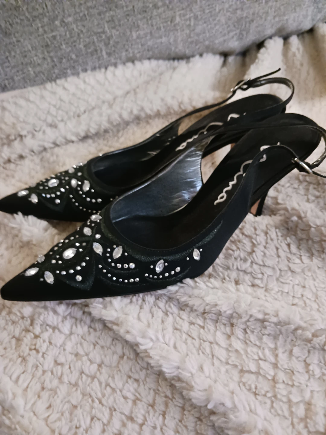 Nina Embellished Black Slingback Heels - photo 2