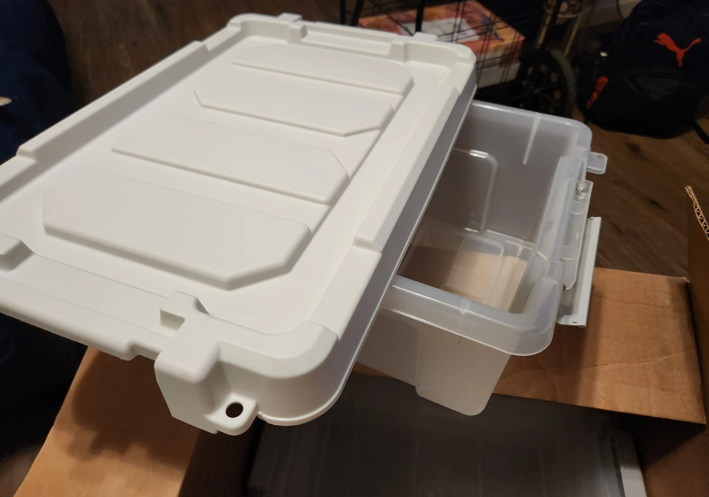 White Plastic Storage Bin with Lid - photo 2