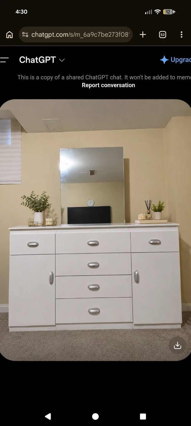 White Dresser with Cabinets and Drawers