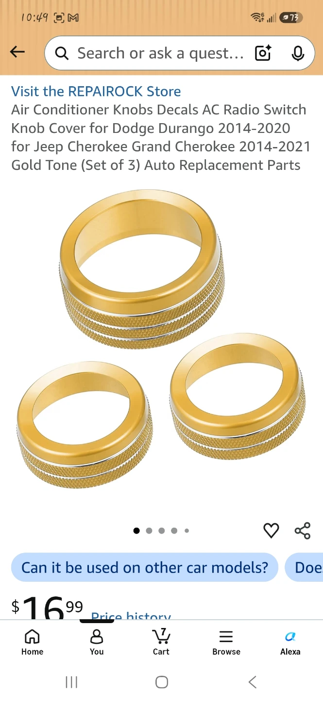 Gold AC Knob Covers (Set of 3)