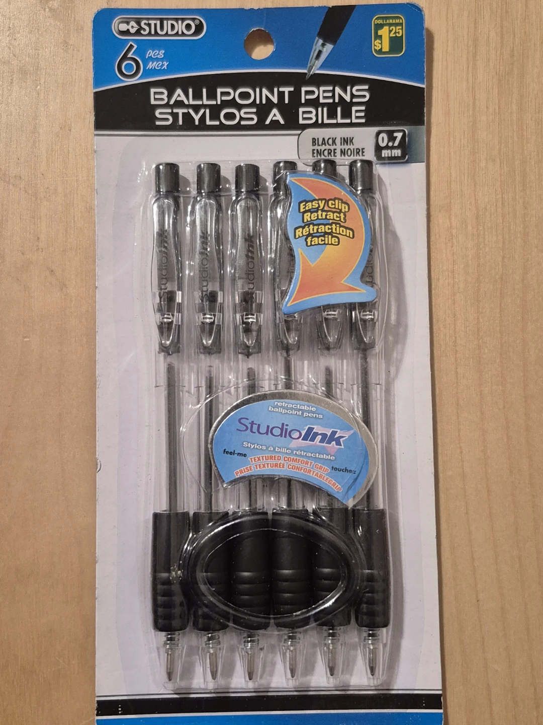 BNIB)6 Pack Studio Ink Black Ballpoint Pens