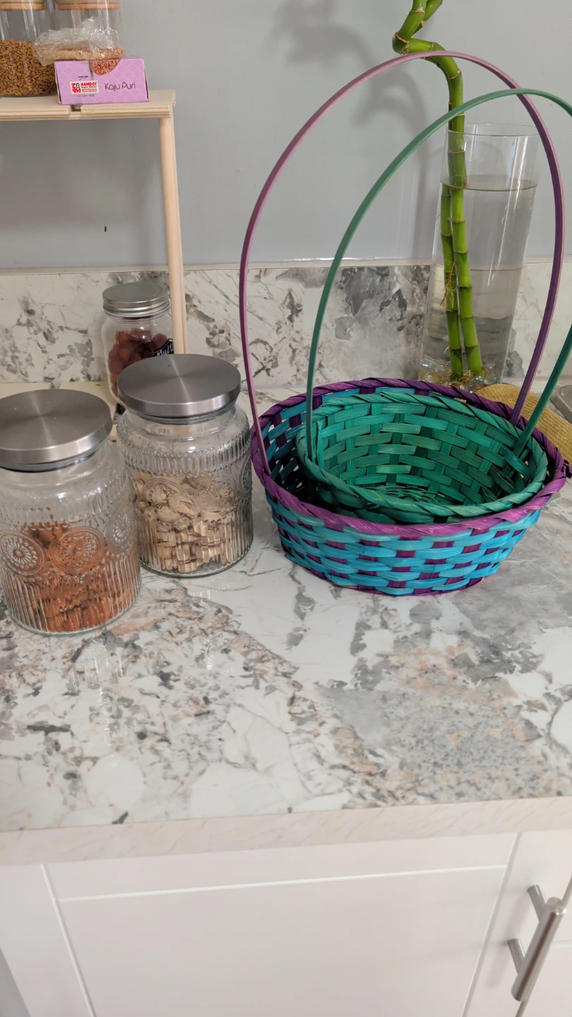 Glass jars and baskets