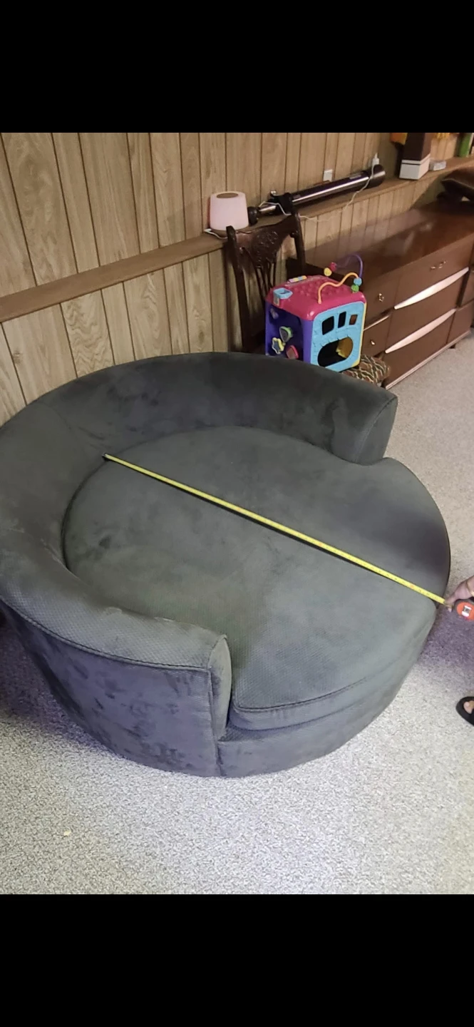 Large grey circular accent chair