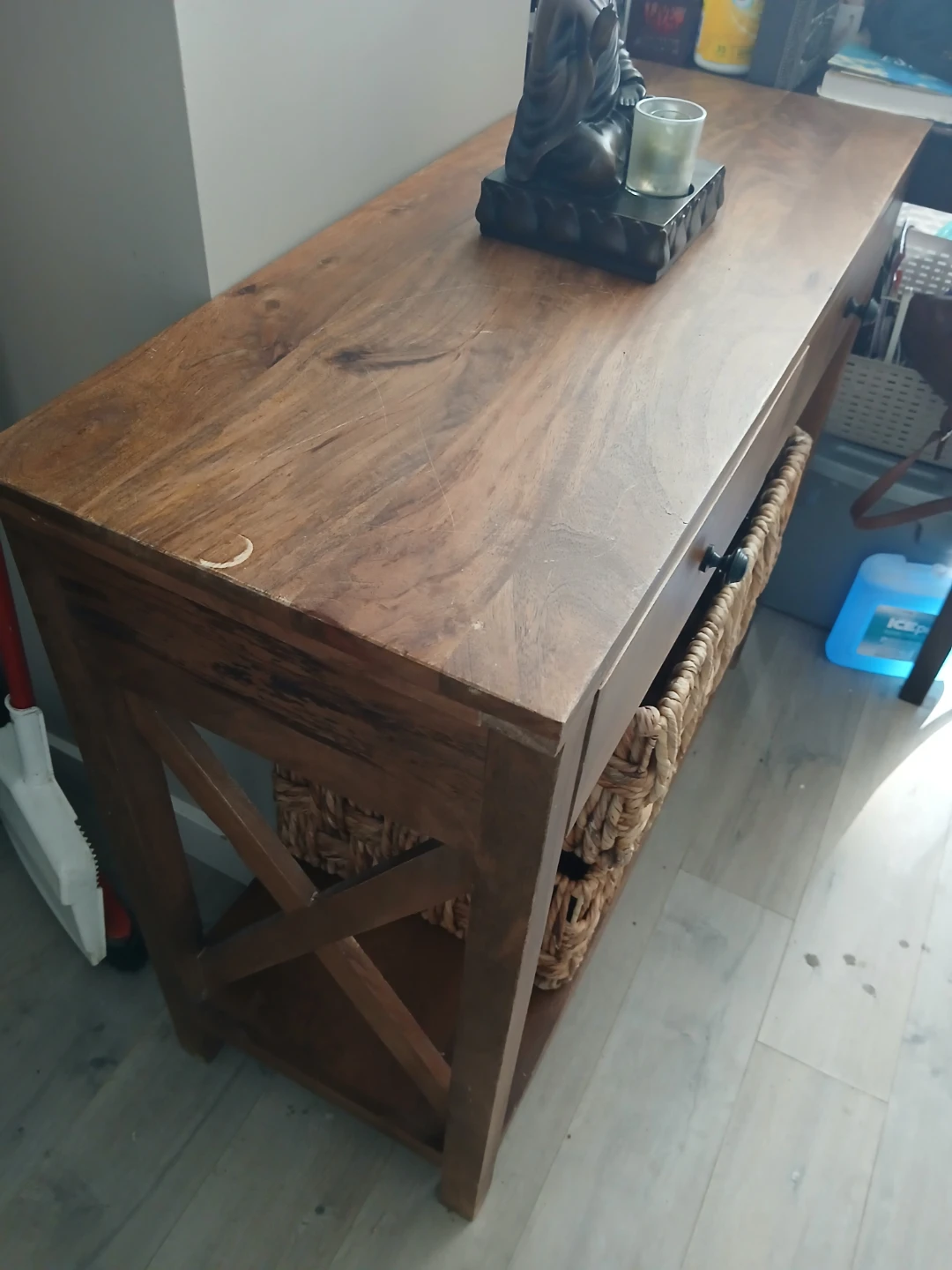 Rustic Wood Console Table with Storage - photo 3
