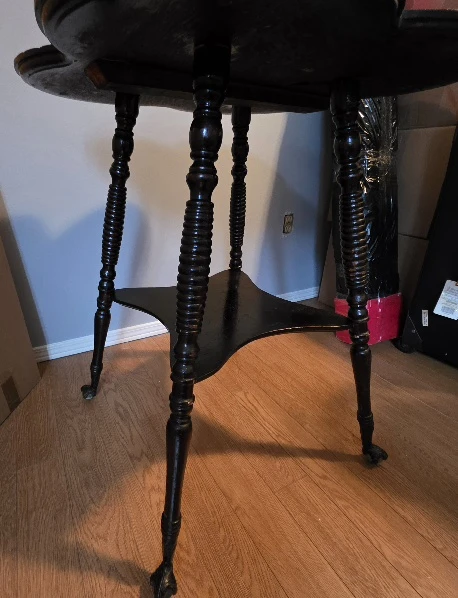 Antique Victorian Tiger Oak Table – Glass Ball & Claw Feet - photo 4