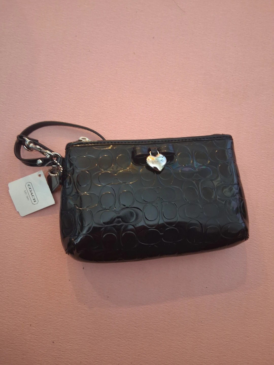Coach Wristlet Black Patent Leather