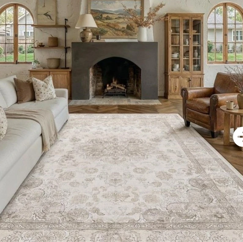 Traditional Beige Floral Area Rug 8×10 Ft Machine Washable