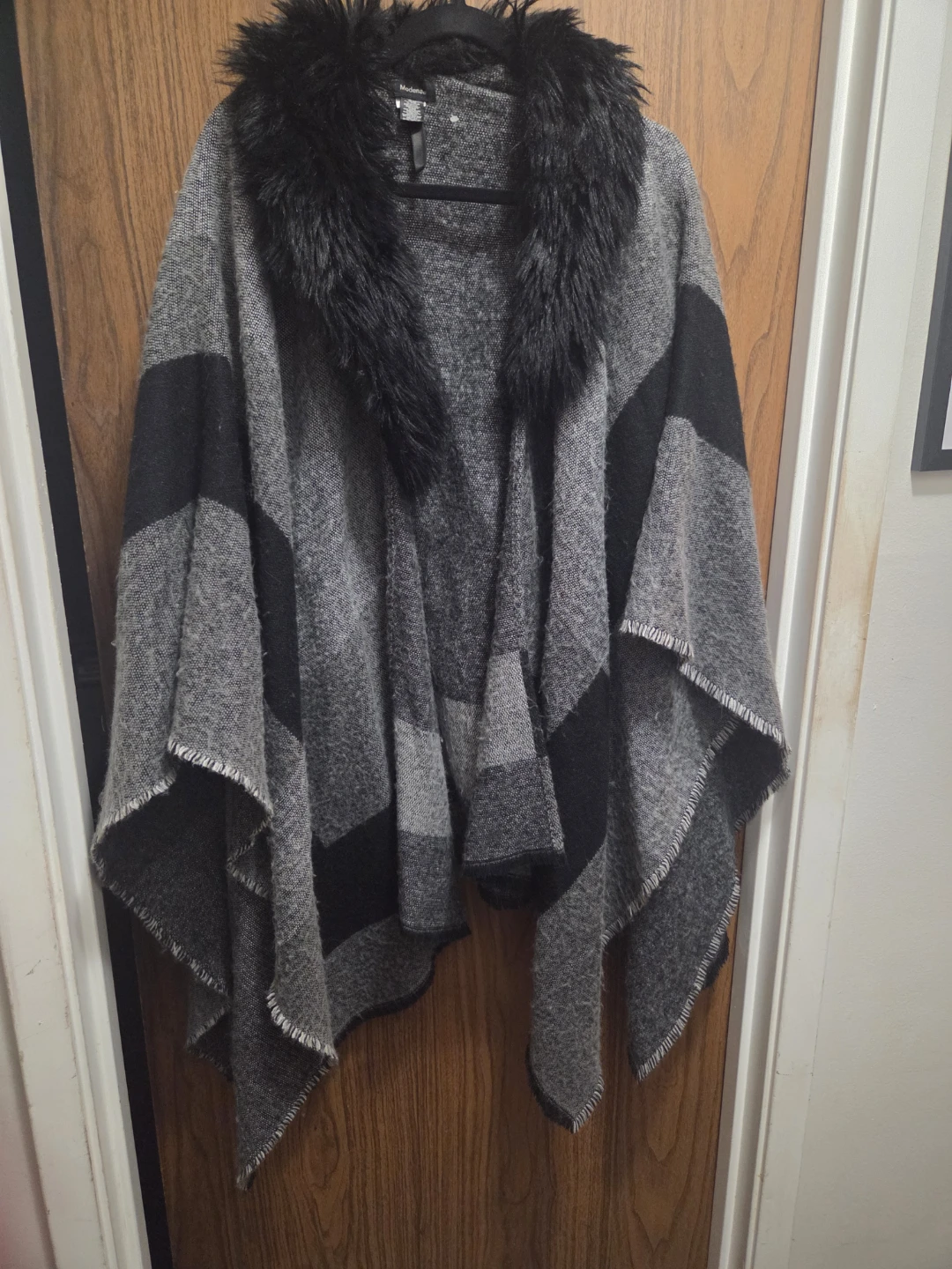 Modena Faux Fur Collar Poncho