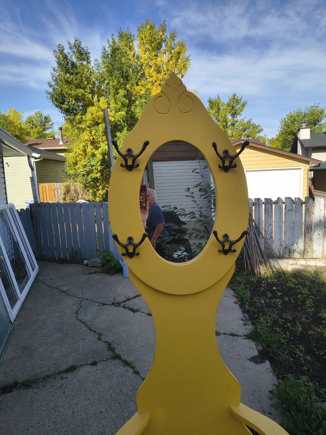 Yellow Hallway Bench Chair with Mirror - photo 2
