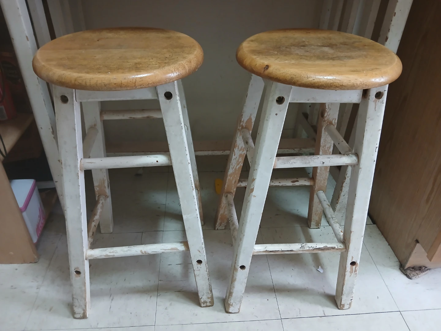 Set of Two Wooden Bar Stools - photo 2