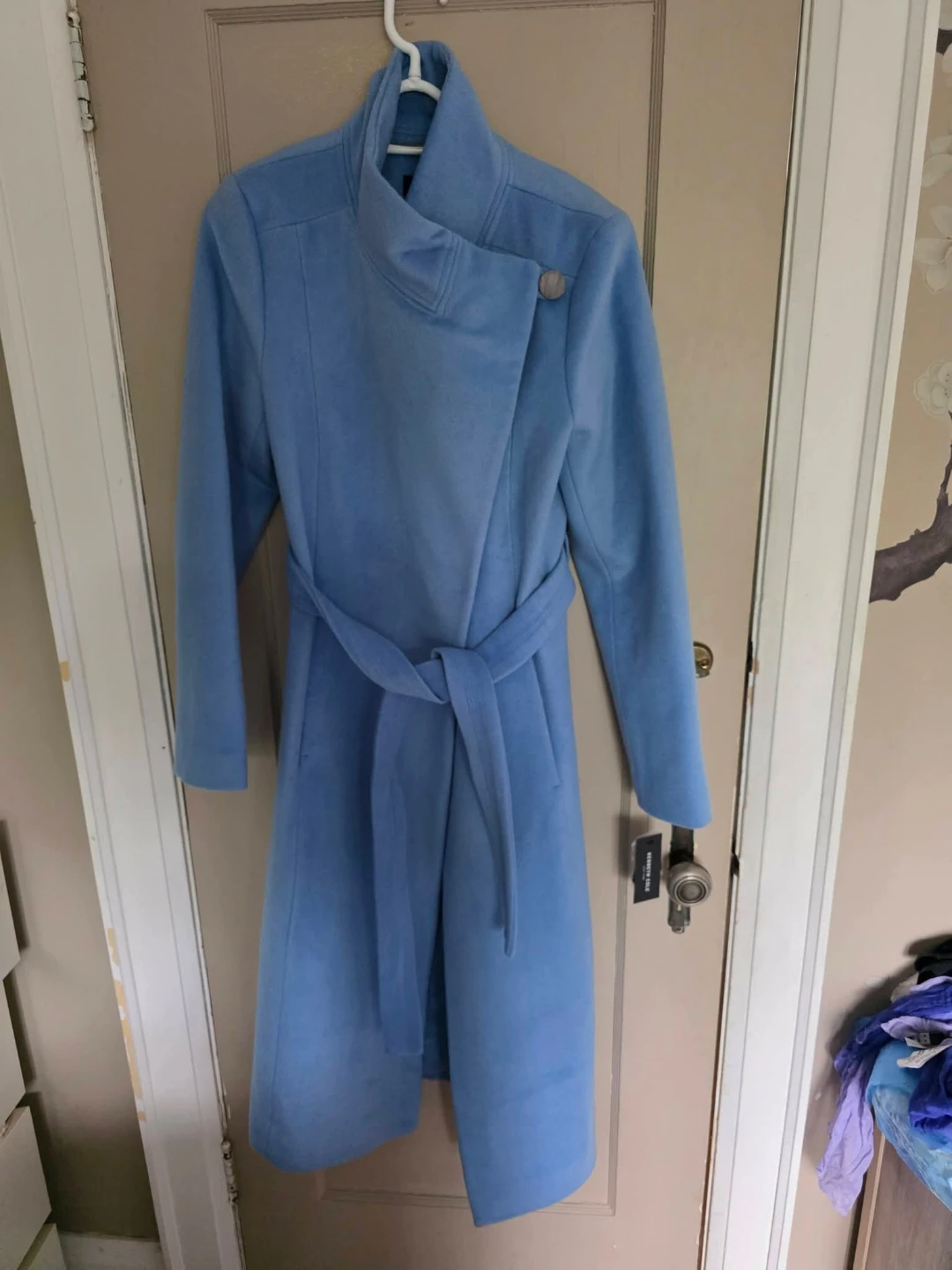Kenneth Cole Blue Wrap Coat
