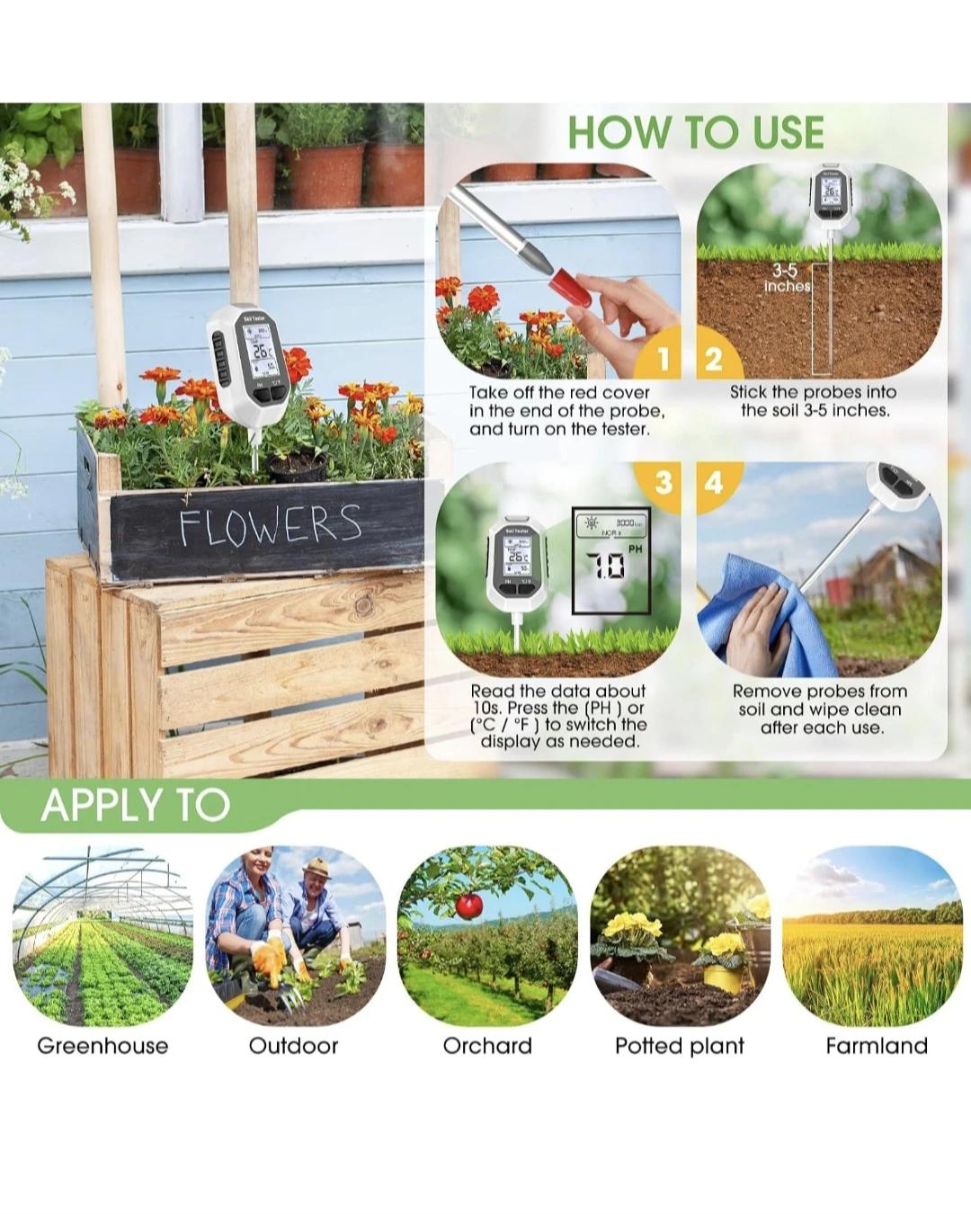 4-in-1 Digital Soil Tester - photo 5