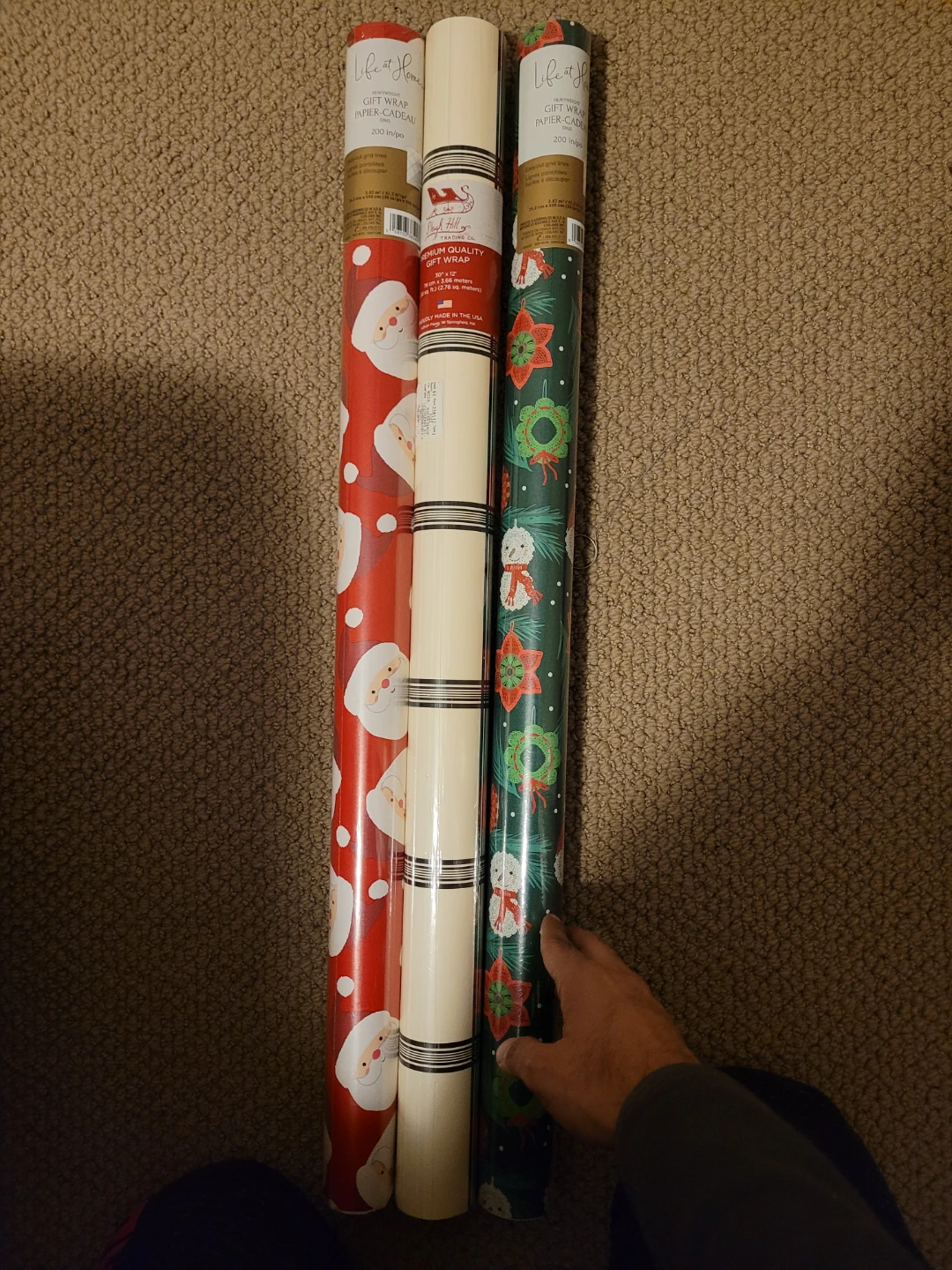 Lot of 3 Christmas Gift Wrap Rolls