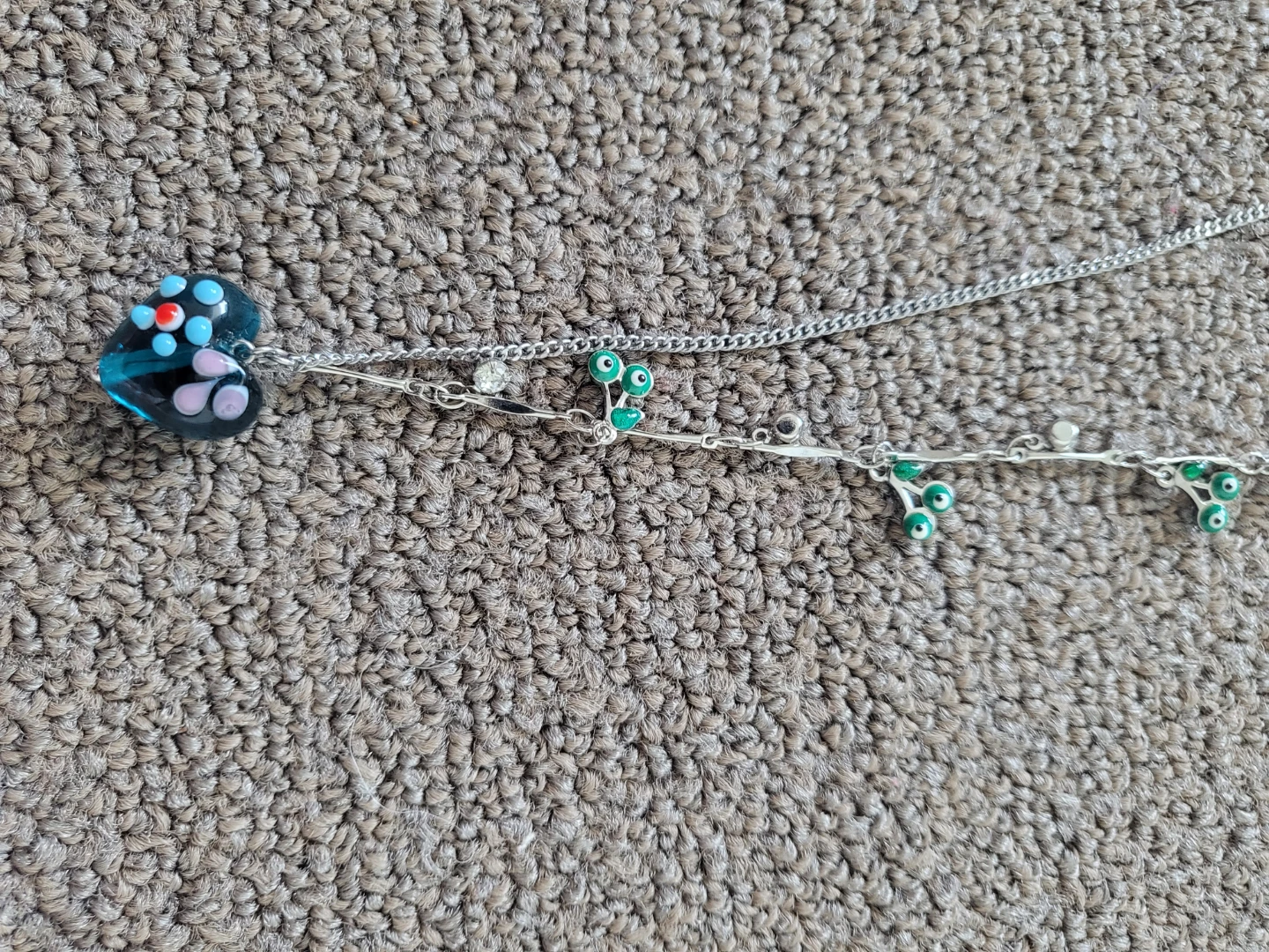 Glass Heart and Evil eye Necklace