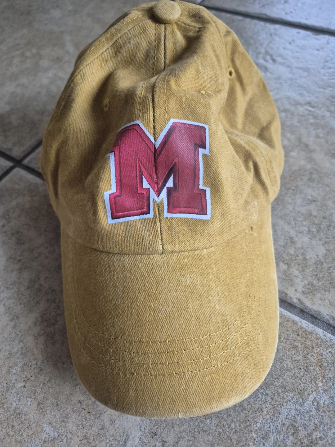 Mustard Yellow Baseball Cap with Letter M