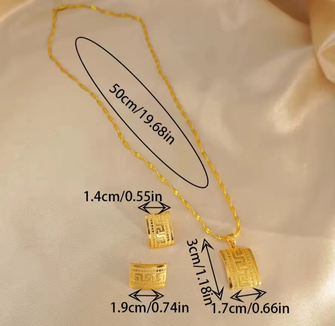 Gold-plated classic Greek Key Jewelry Set - photo 3