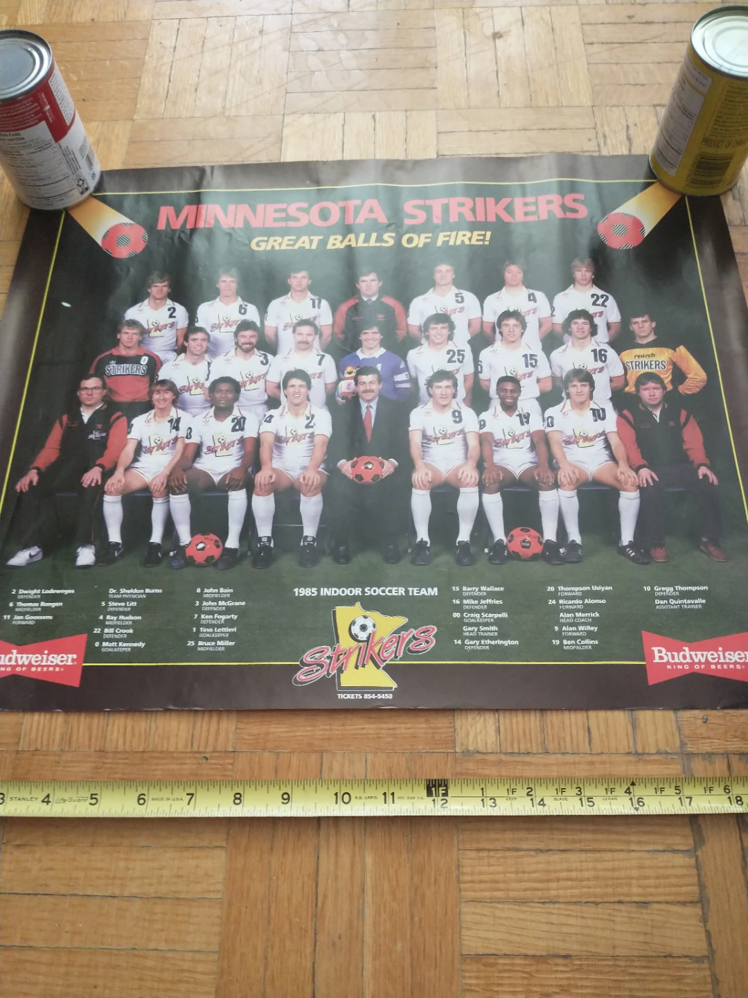 1985 Minnesota Strikers MISL Indoor Soccer Poster 20 x 16" - photo 2