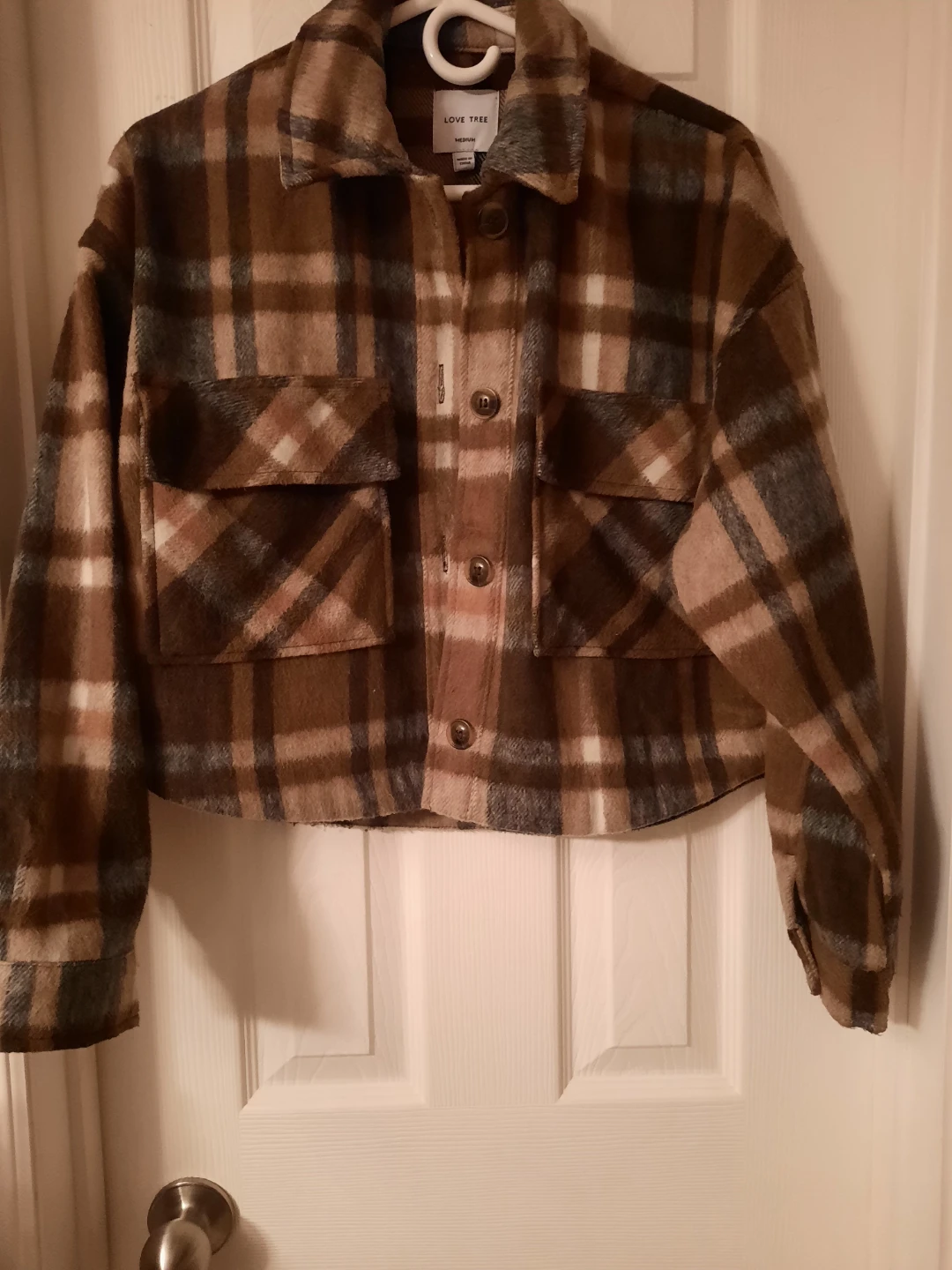 Love Tree Plaid Cropped Jacket