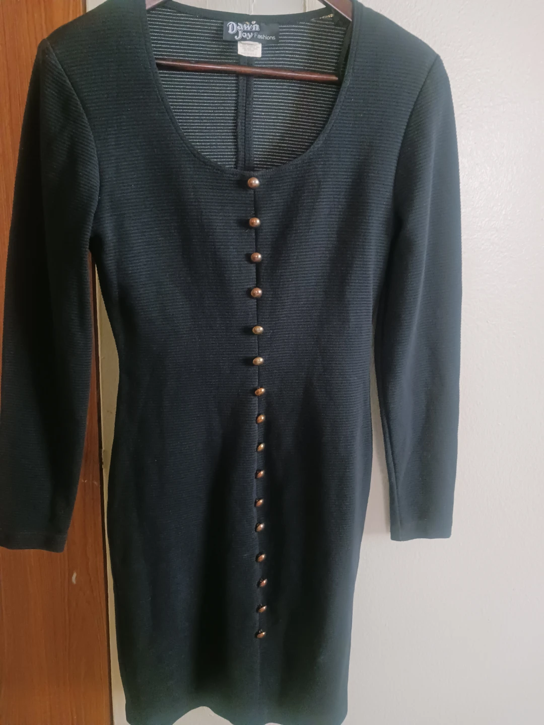 🏈 Dawn Joy Fashions Black Long Sleeve Button-Front Dress - photo 2