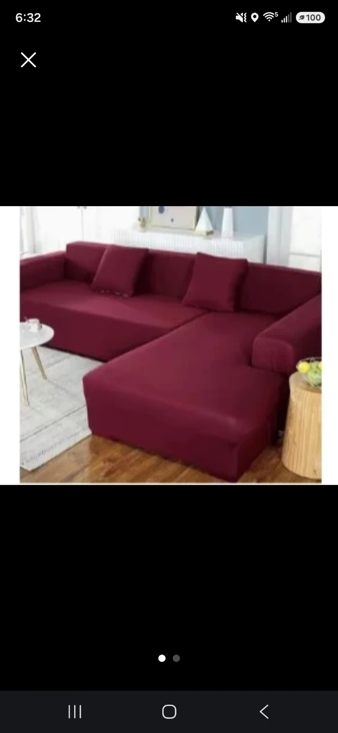 Burgundy L-Shaped Sectional Sofa Cover