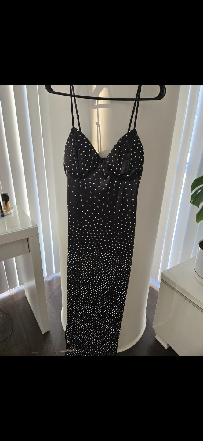 Fashion Nova New World Rhinestone Dress - Black - photo 3