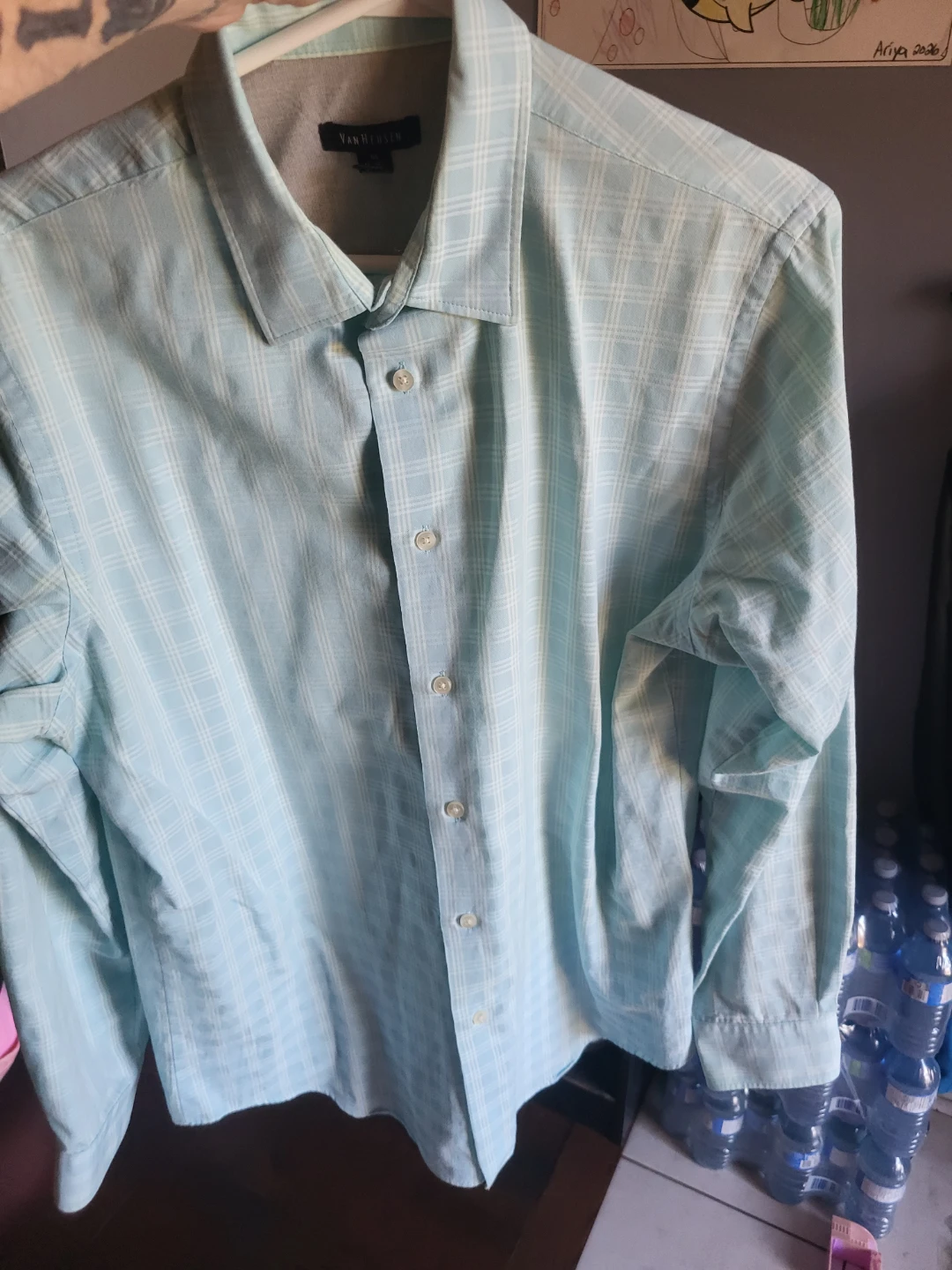 Van Heusen Light Blue Plaid Dress Shirt