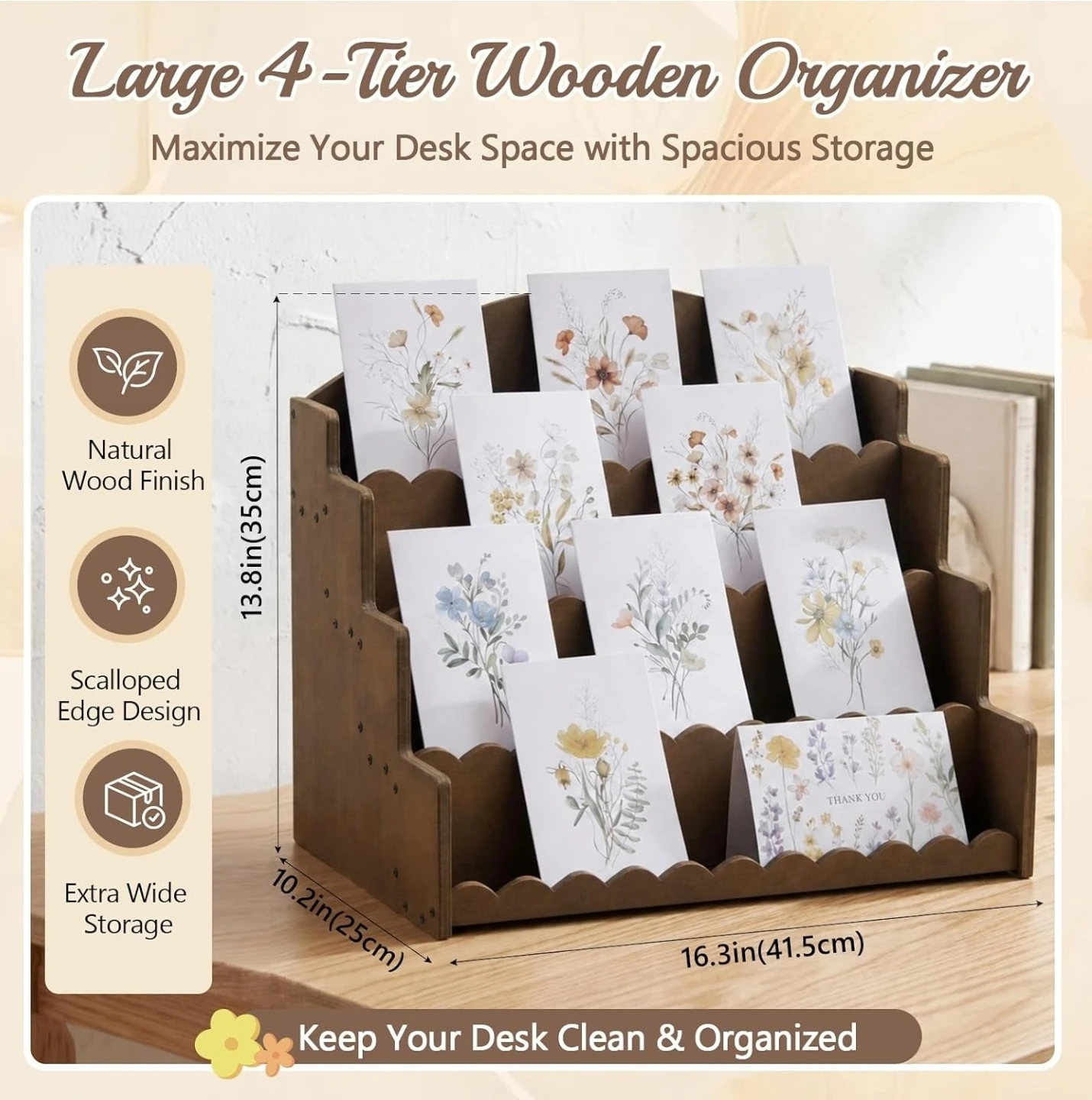 Large 4-Tier Wooden Organizer 🏈 - photo 2