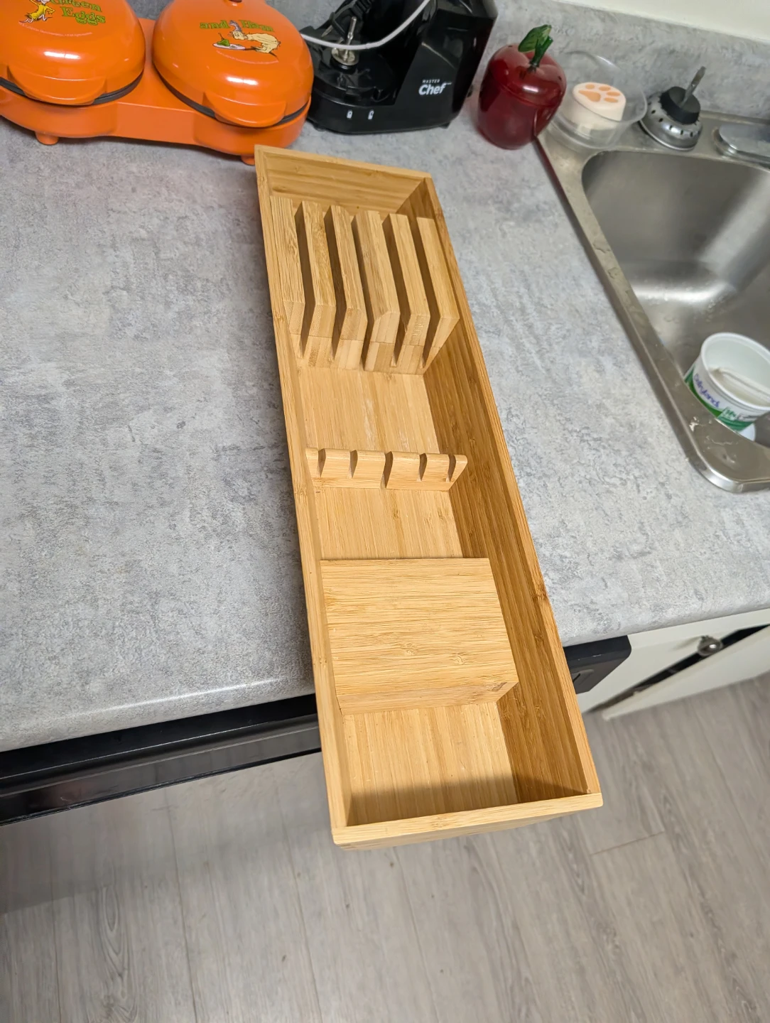 Bamboo Knife Organizer Tray
