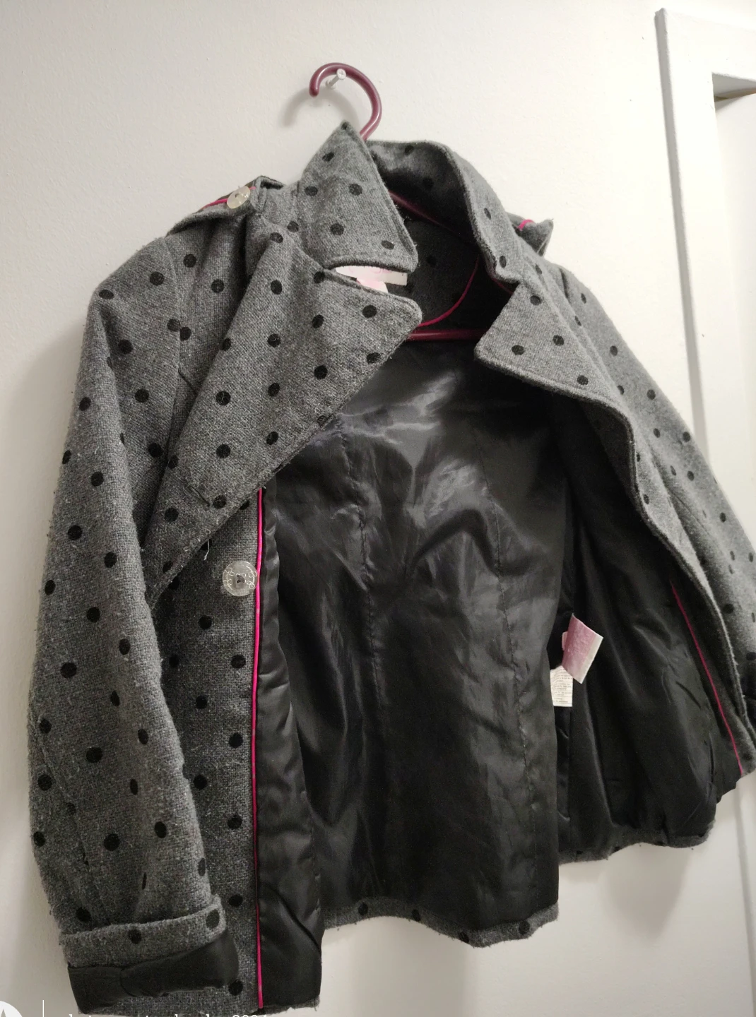 Grey polka dot hooded  dress coat - photo 2