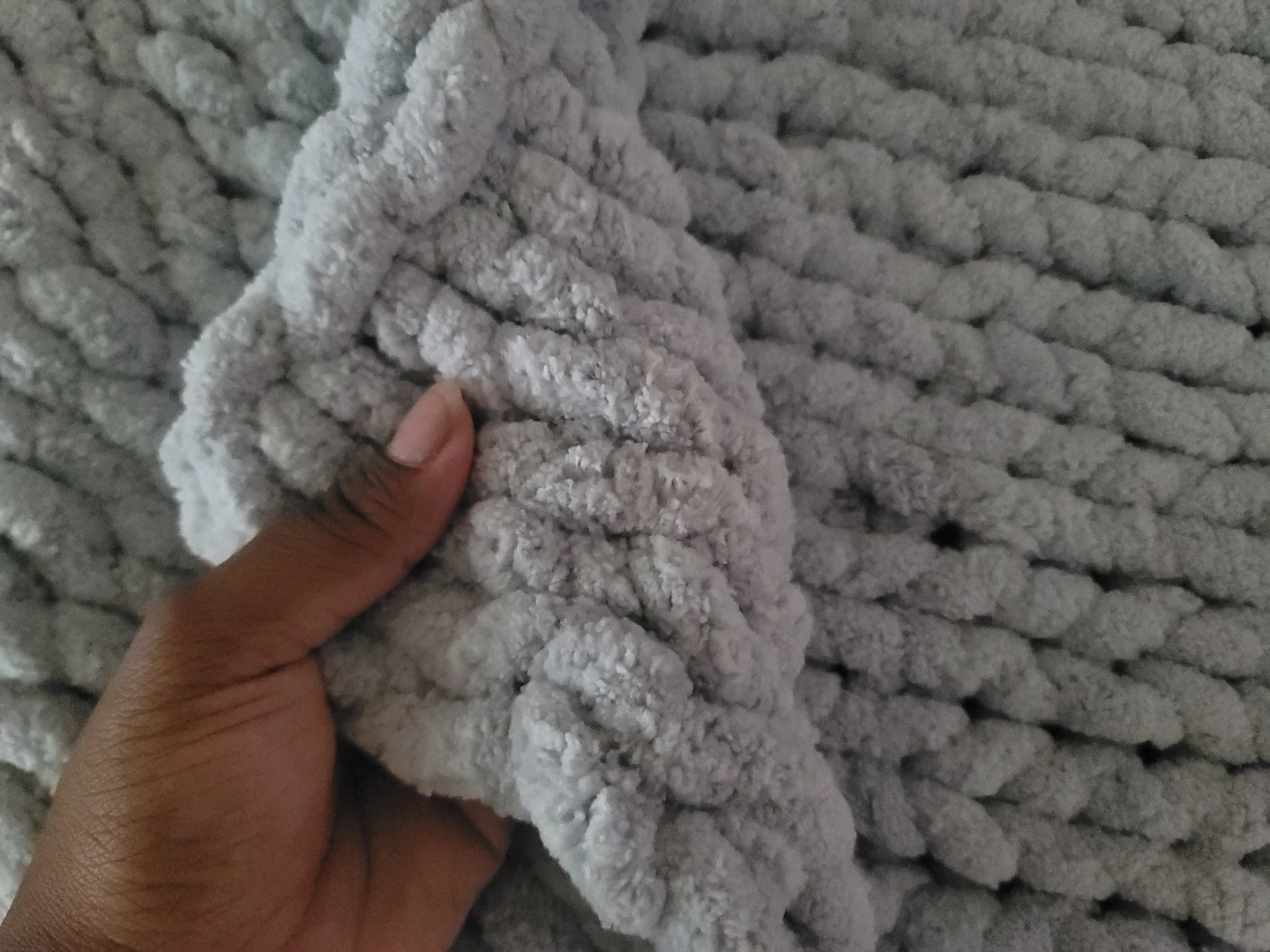 Handcrafted Bluish-Grey Chunky Crochet Blanket 50" × 45" - photo 4