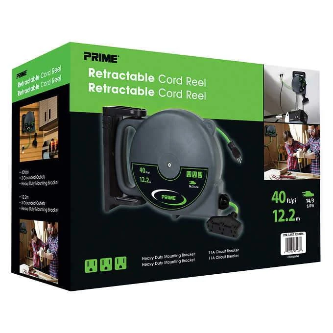 Prime Retractable Cord Reel - 40ft 12m