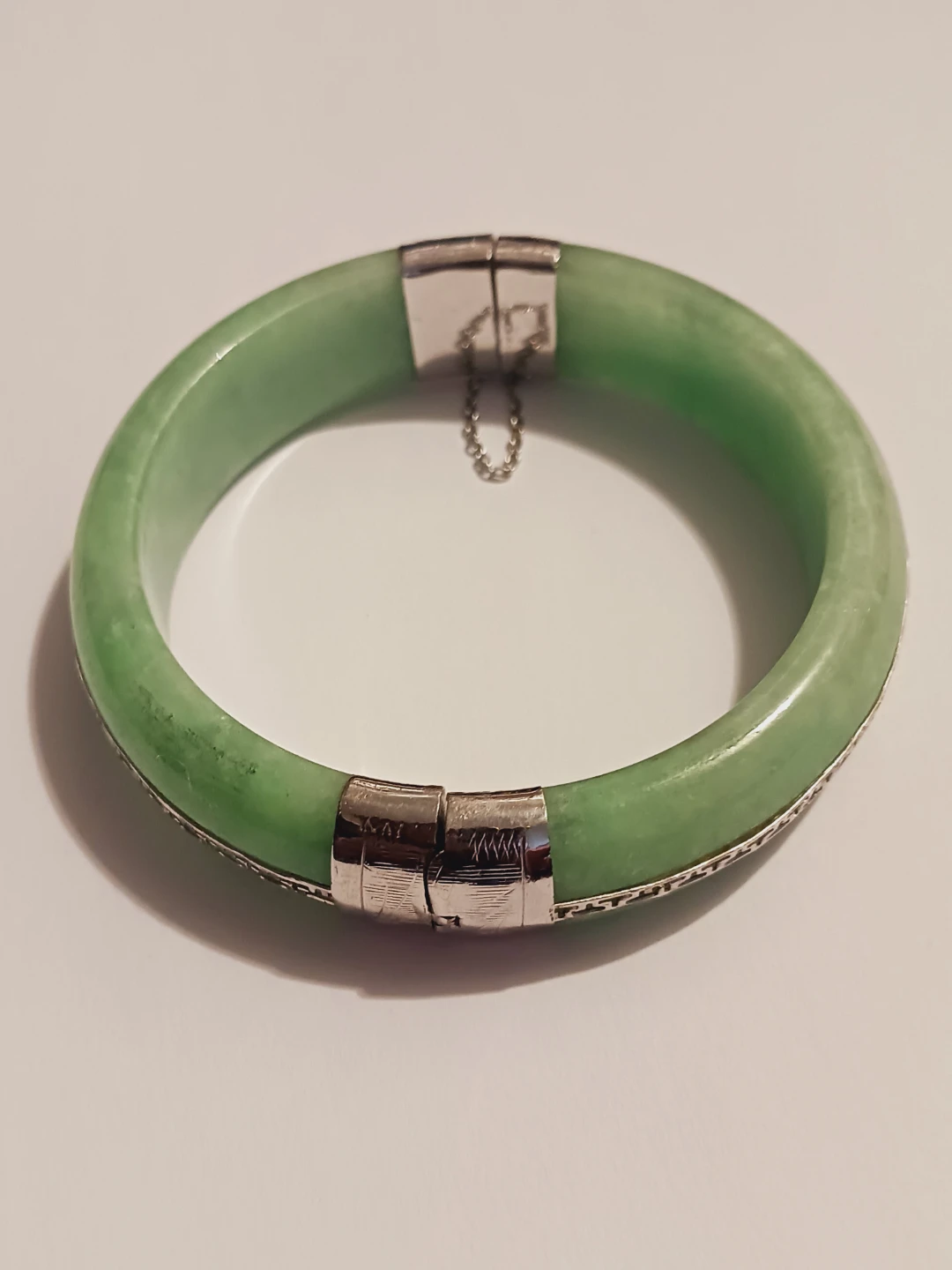 Sterling Silver Burmese Jade Bracelet