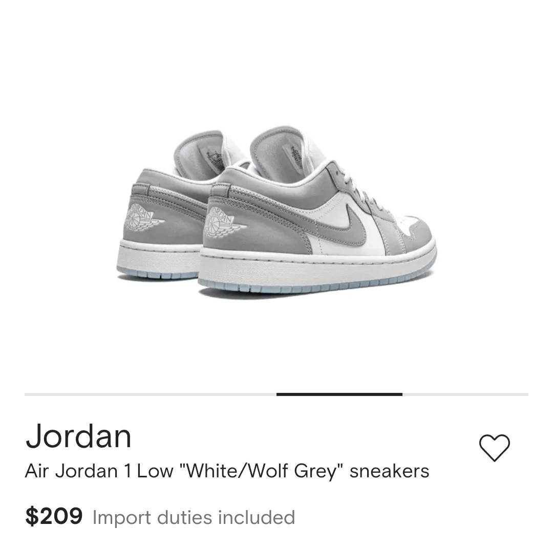Nike Air Jordan 1 Low "White/Wolf Grey" Sneakers - photo 5
