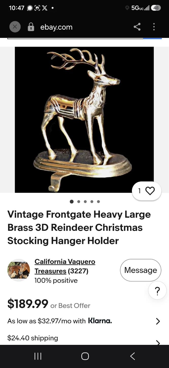 Frontgate Brass Reindeer Stocking Holder - photo 5