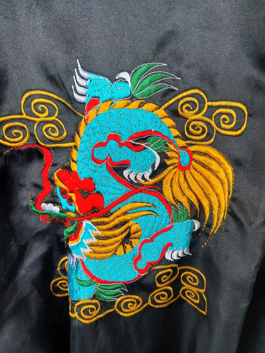 Black Silk-Look Dragon Embroidered Robe - photo 2