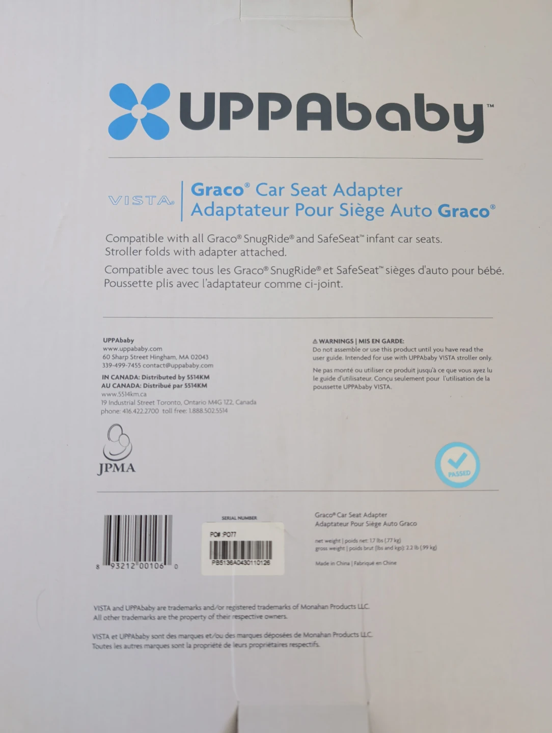 UPPAbaby Vista Graco Car Seat Adapter - photo 3