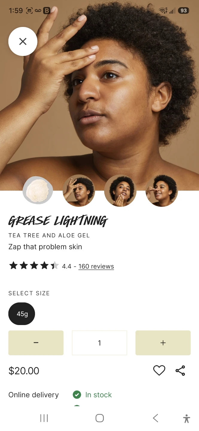 Lush Grease Lightning Tea Tree and Aloe Gel