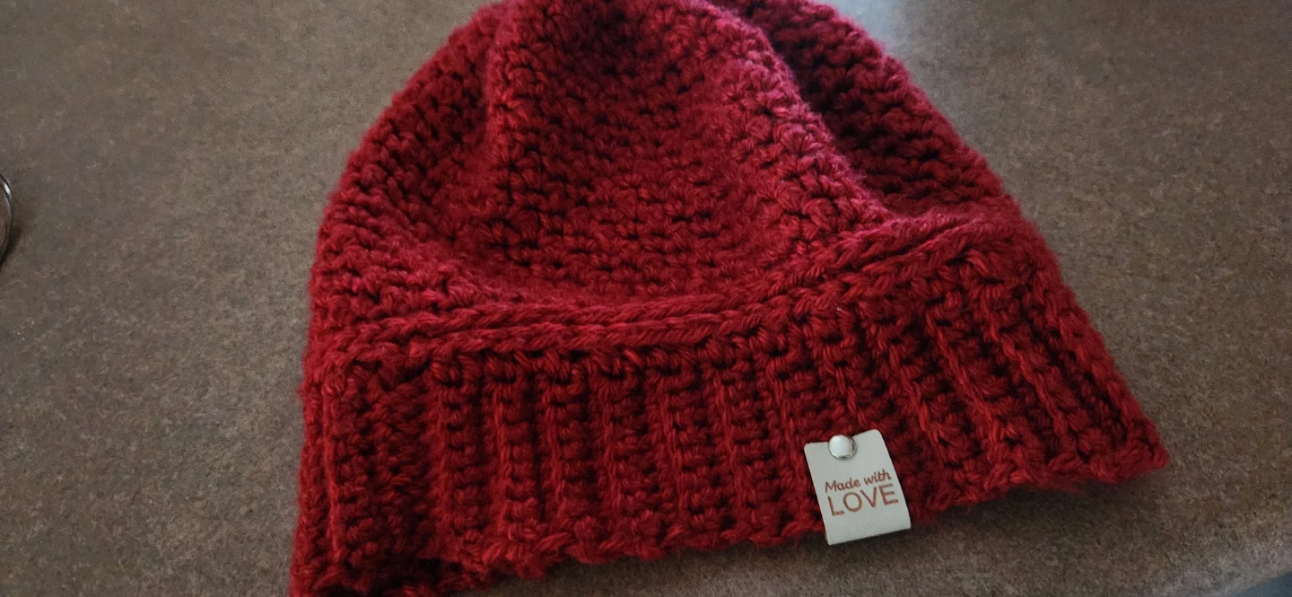 Hand-crocheted Red Beanie - photo 2