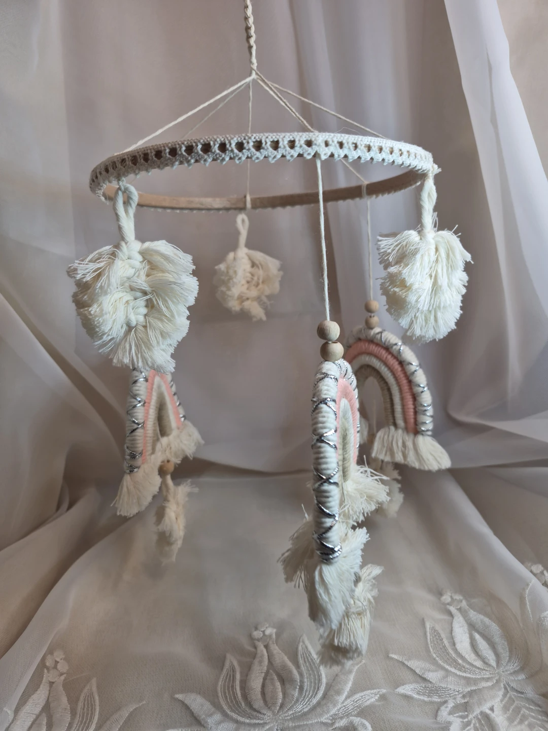 Beautiful 7 1/4" Hand Made Boho Macrame Crochet Hanging... - photo 5