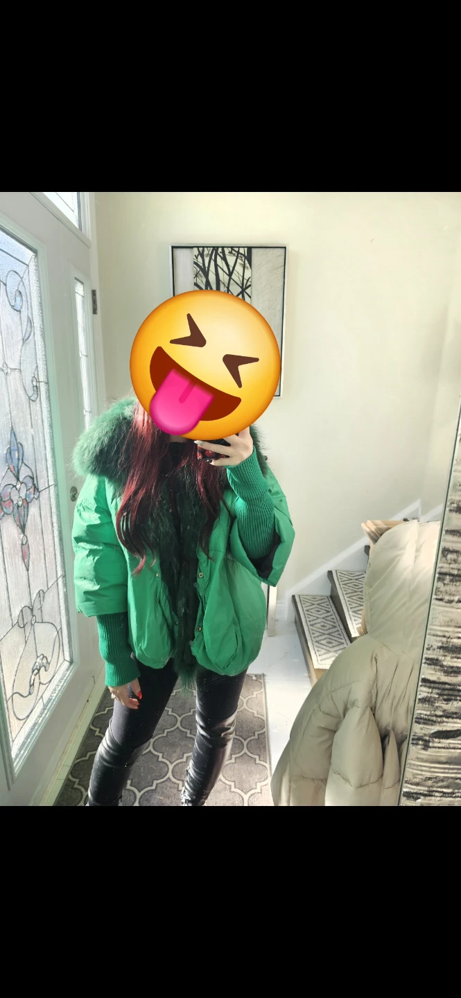 Green Puffer Jacket with Fur Trim - photo 3