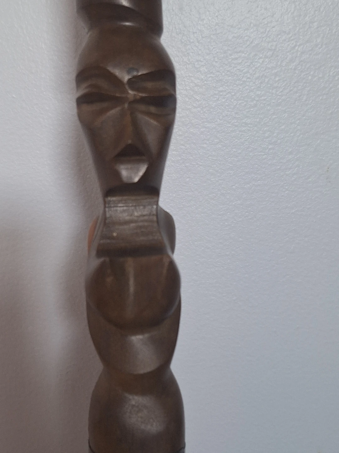 Hand-Carved Wooden Walking Cane with Inlay - photo 4