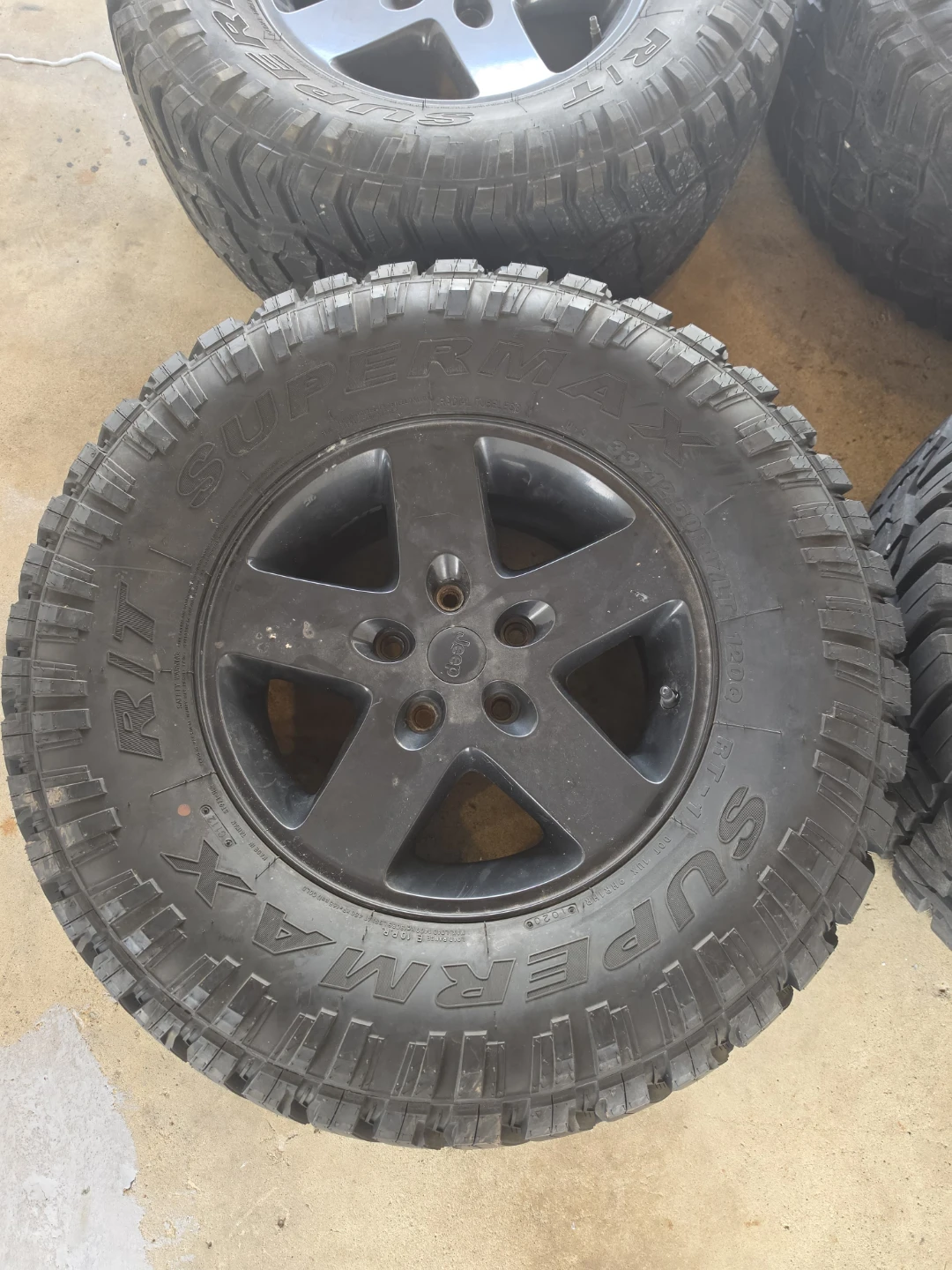 (5) 17 inch Jeep rims wheels 5x5 5x127 on 33x12.5R17 tires - photo 2