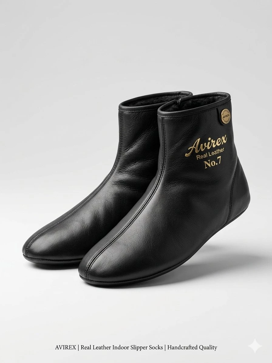 Avirex Real Leather Indoor Slipper Socks
