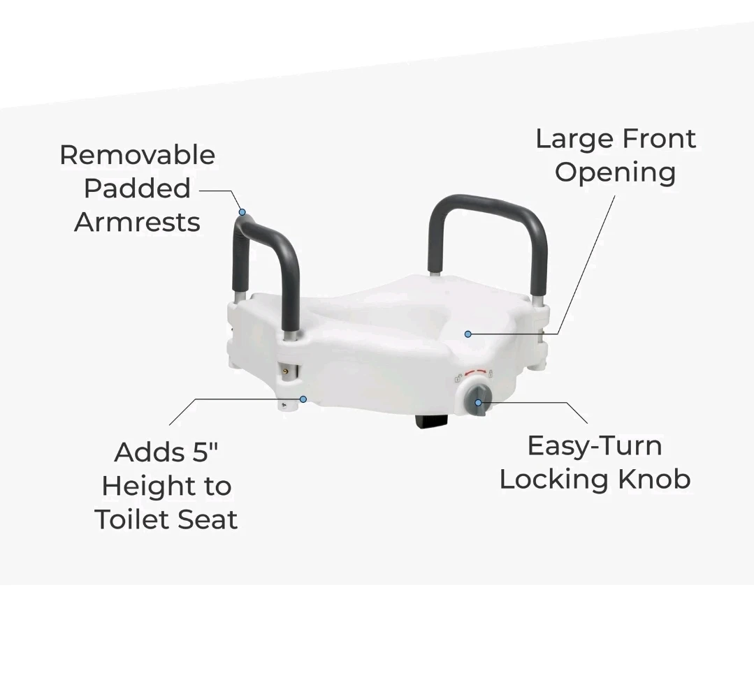 Raised Toilet Seat with Removable Armrests