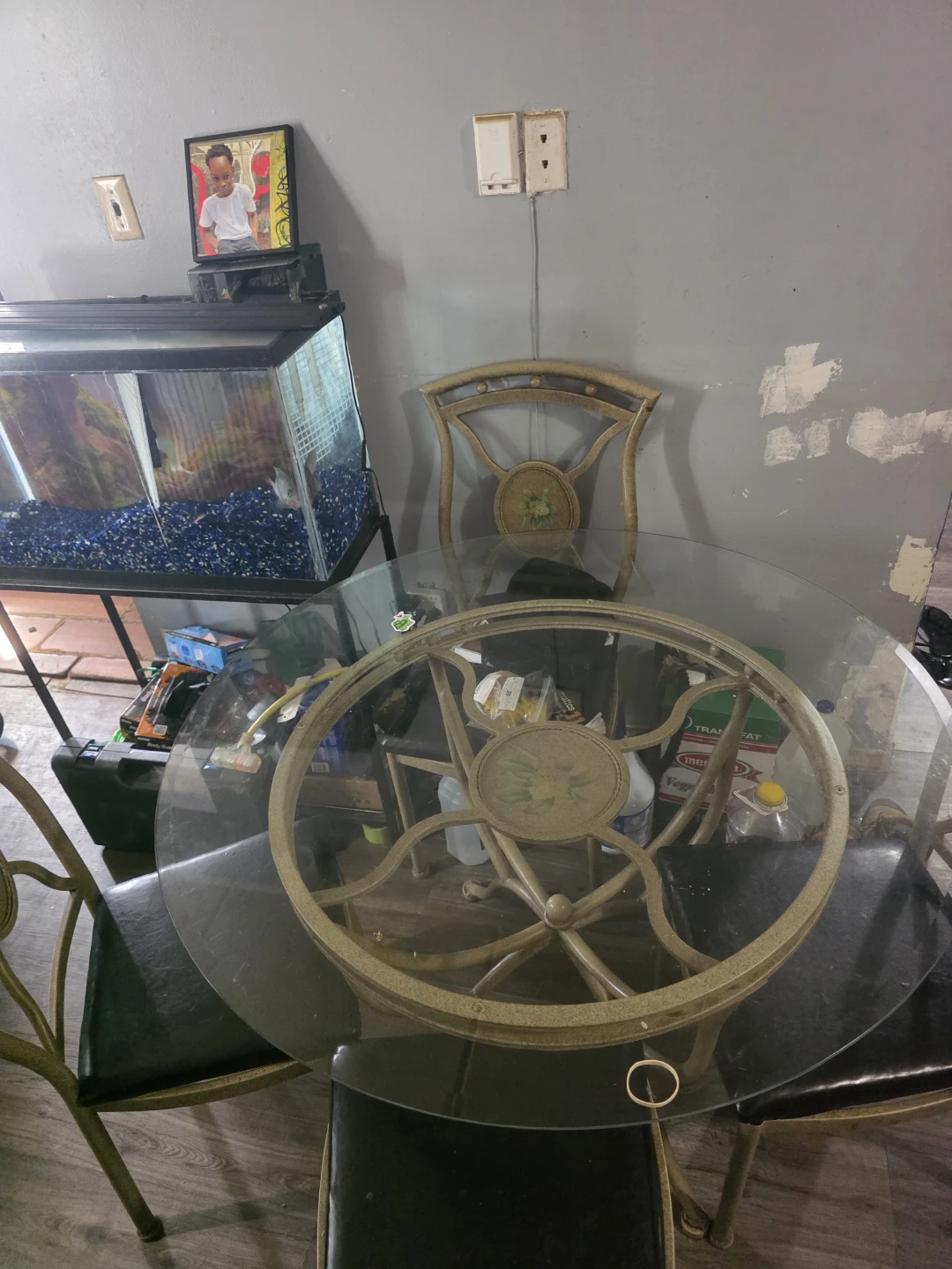 Round Glass Dining Table with 4 Chairs