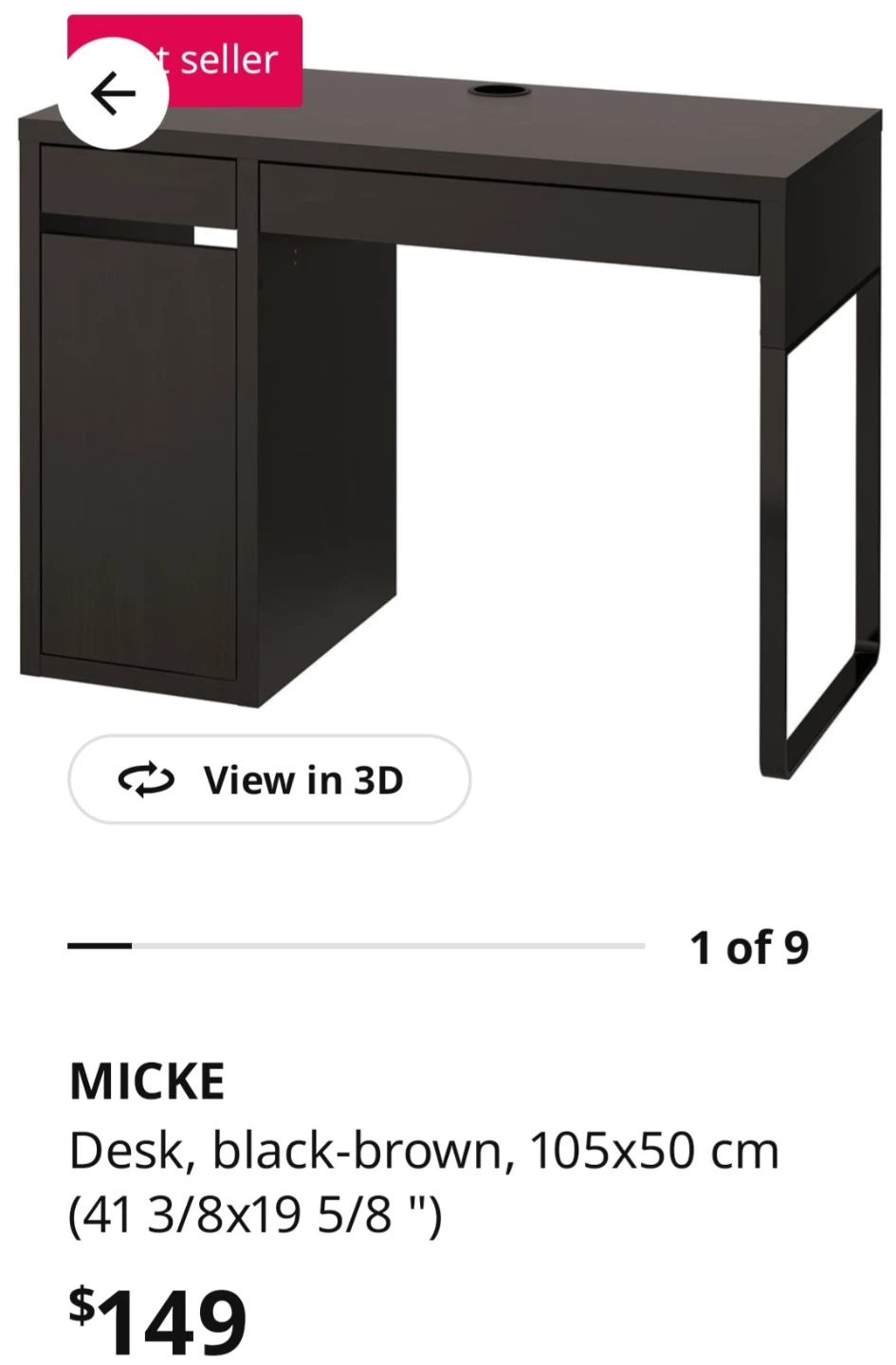 IKEA MICKE Desk, Black-Brown